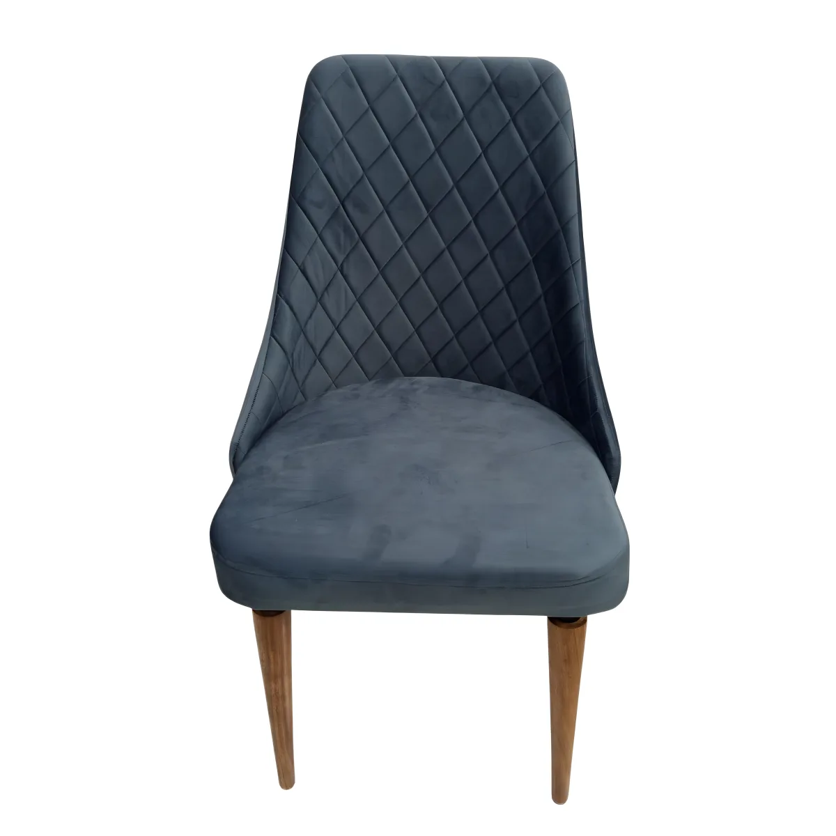 Diamond Quilted Velvet Dining Chair with Wooden Legs