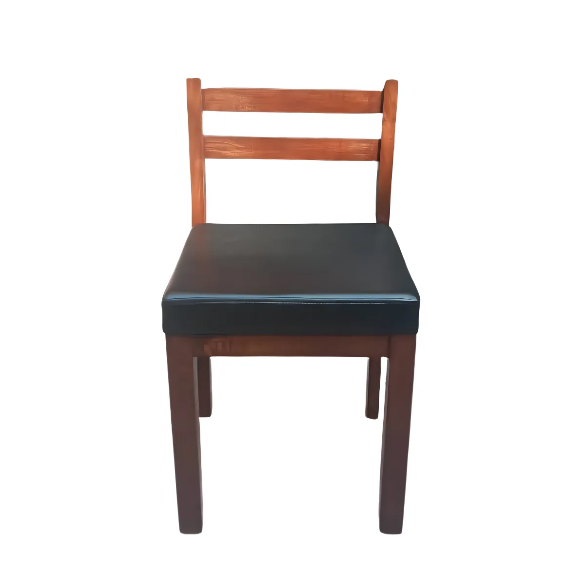 Wooden Ladder Back Dining Chair with Padded Leather Seat