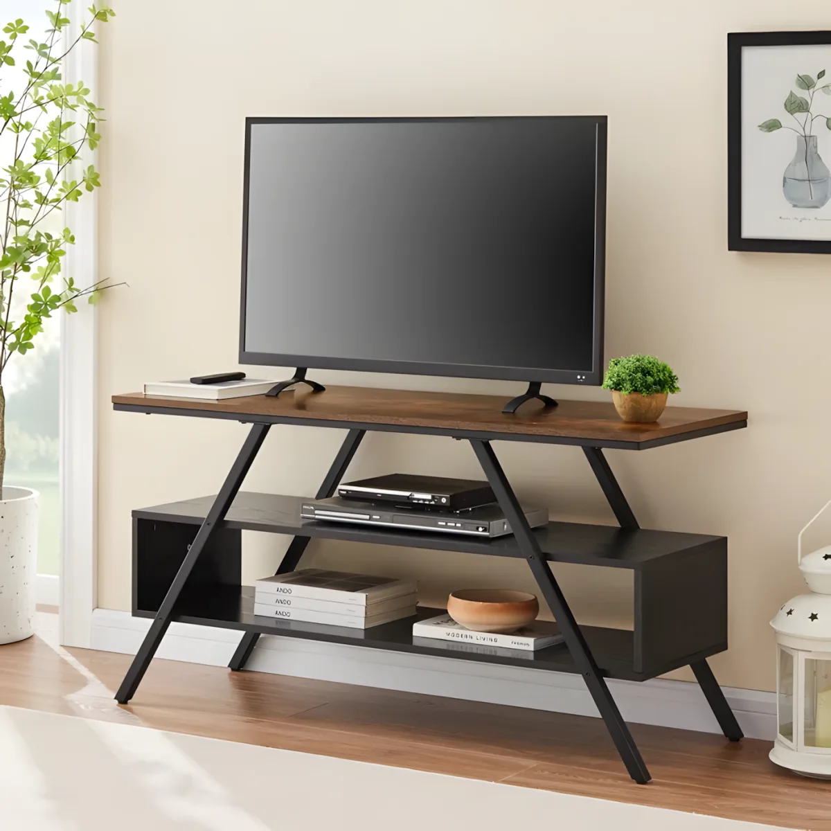 Pravinn Lounge LED Bookcase Media Console Table
